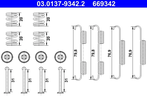Accessory Kit, parking brake shoes