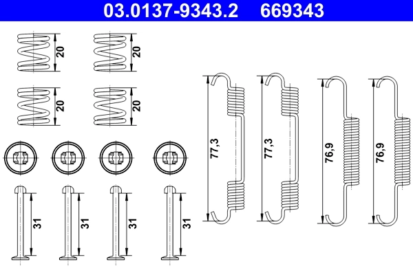 Accessory Kit, parking brake shoes