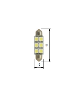 LED BULB 24V SV8,5-8 6xLED 10x41mm 6000K (blister 2pcs)
