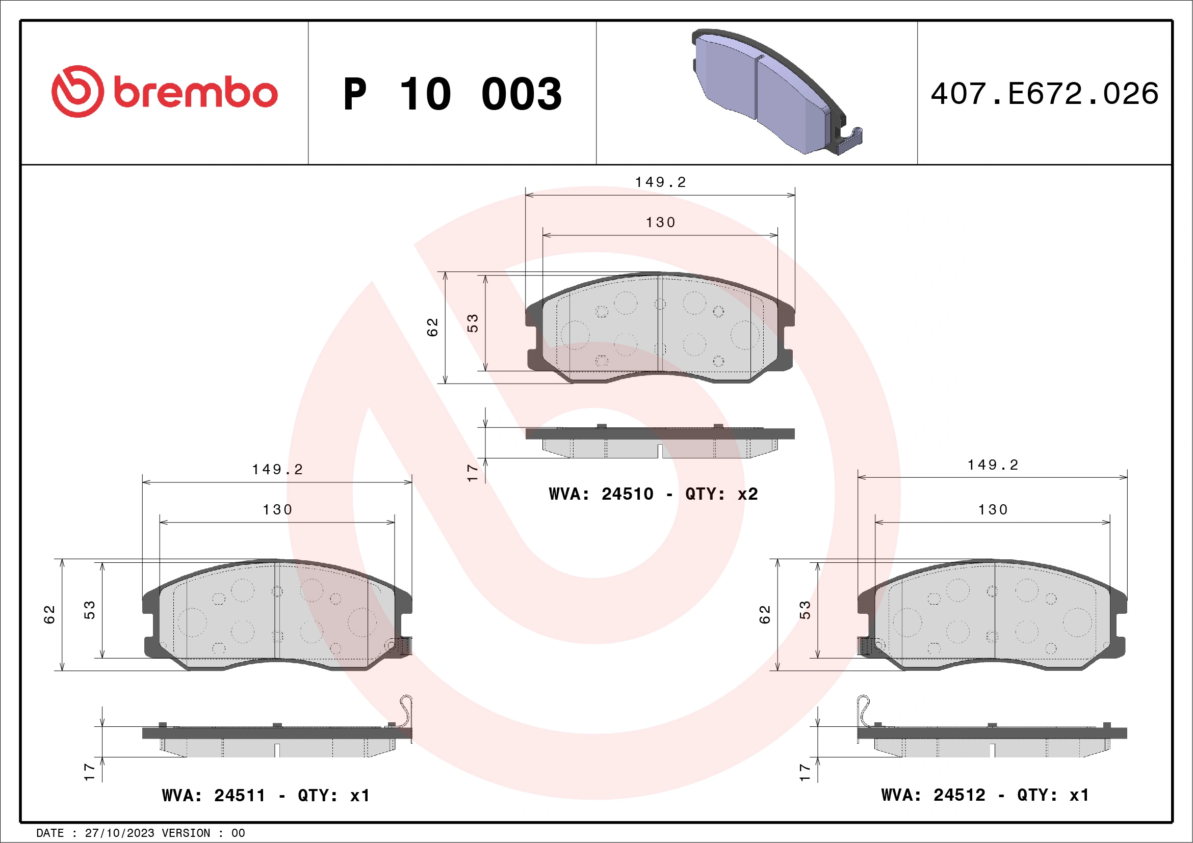 Brake Pad Set, disc brake