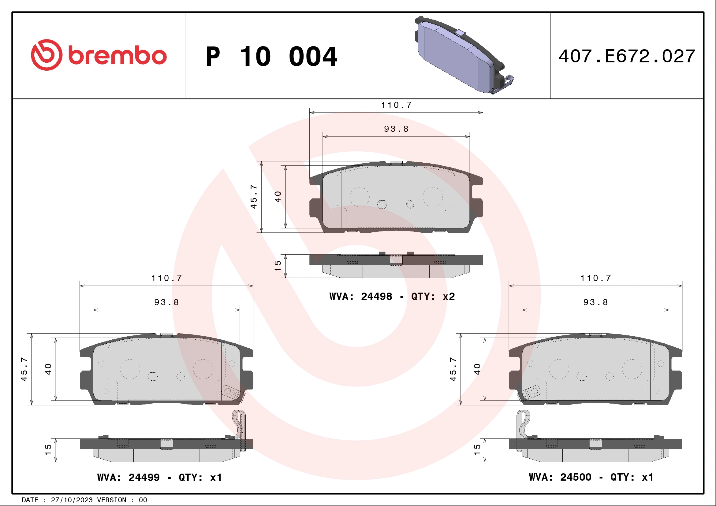 Brake Pad Set, disc brake