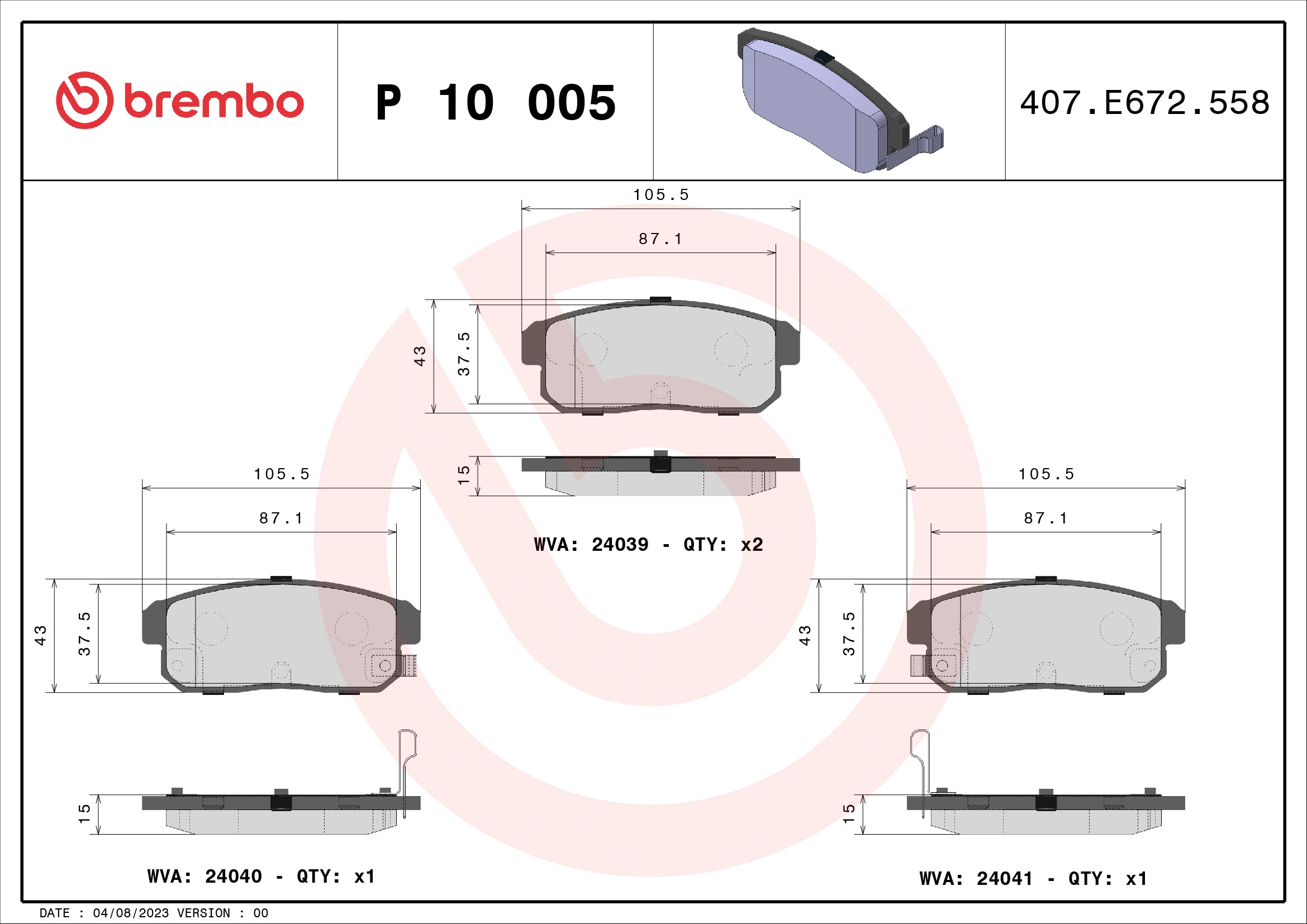 Brake Pad Set, disc brake