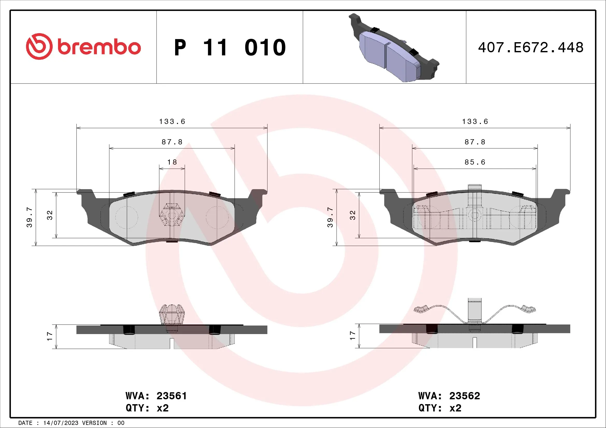 Brake Pad Set, disc brake