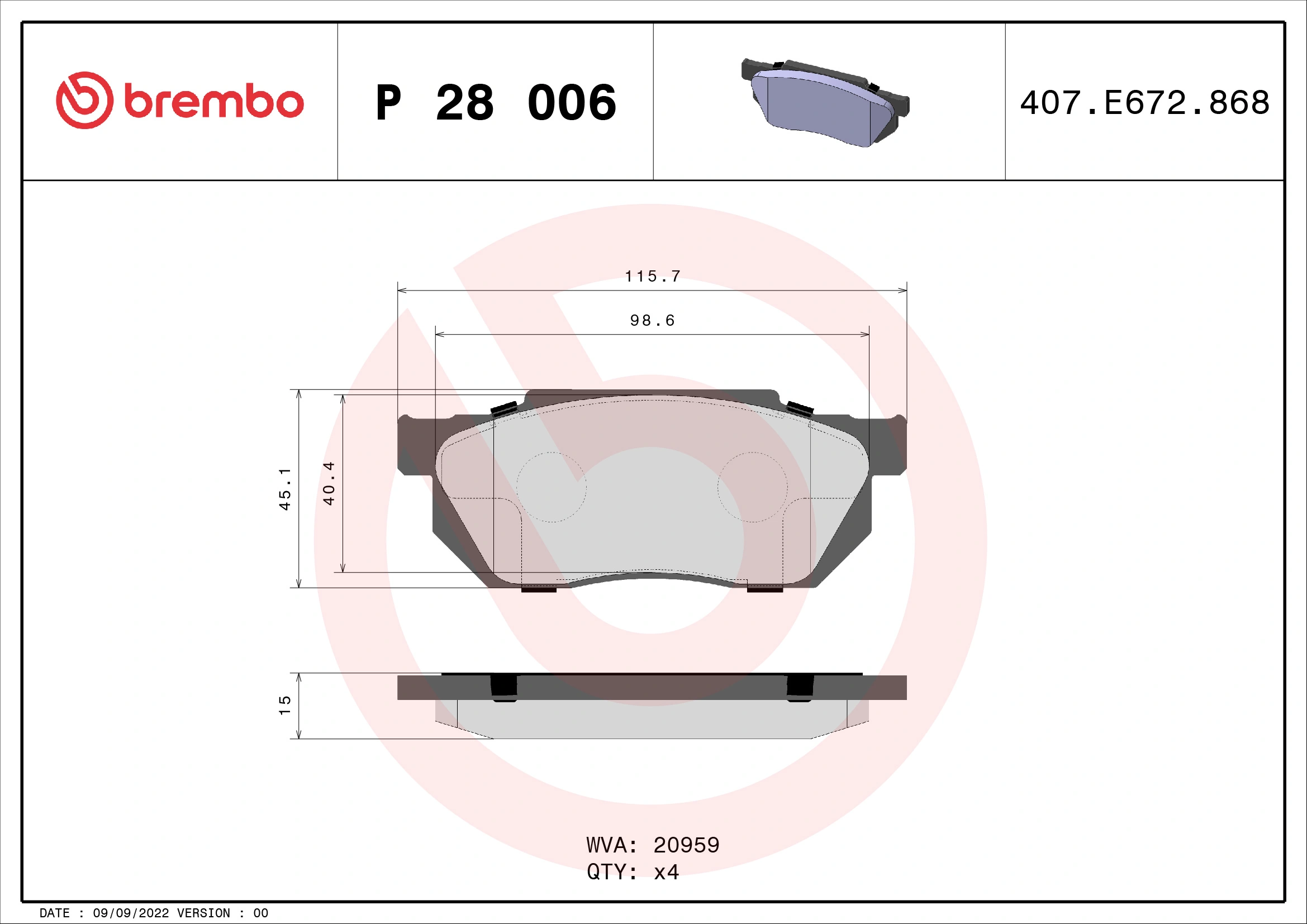 Brake Pad Set, disc brake