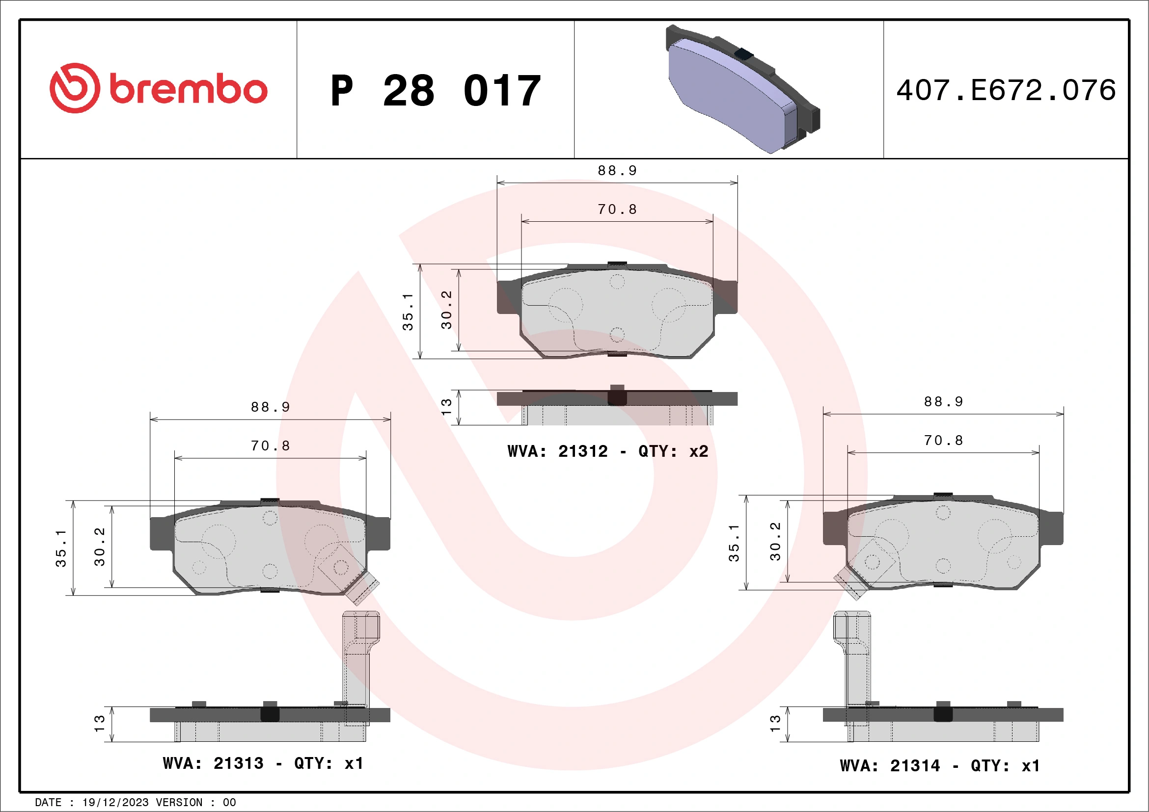 Brake Pad Set, disc brake