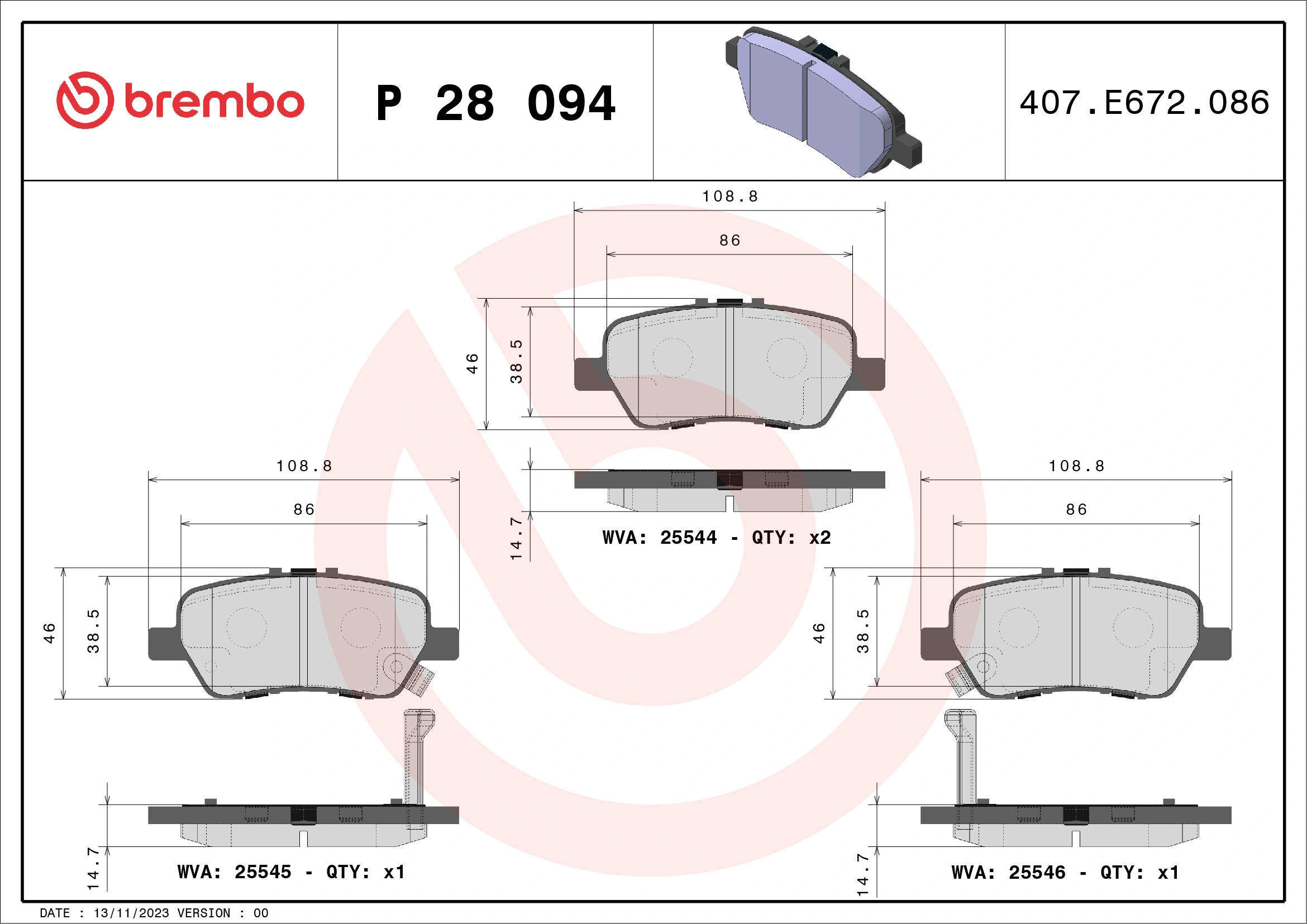 Brake Pad Set, disc brake