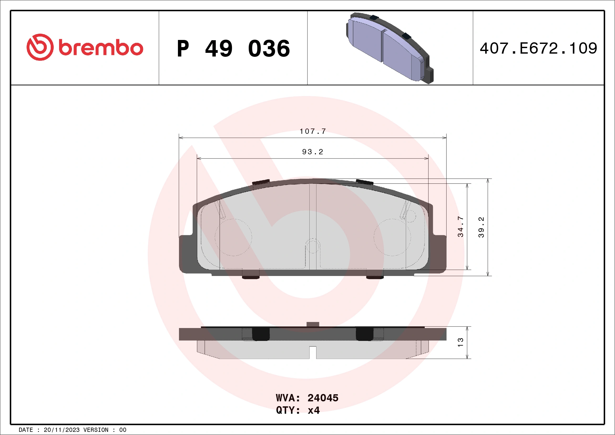 Brake Pad Set, disc brake