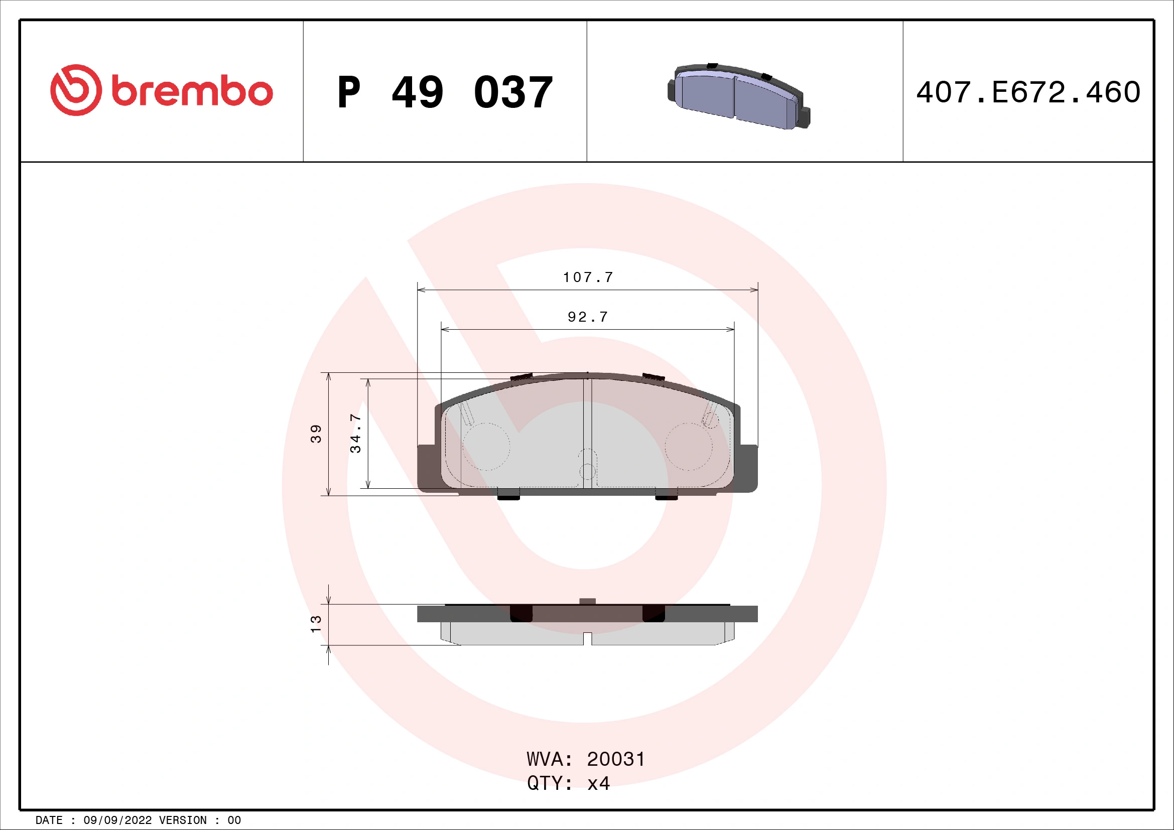 Brake Pad Set, disc brake