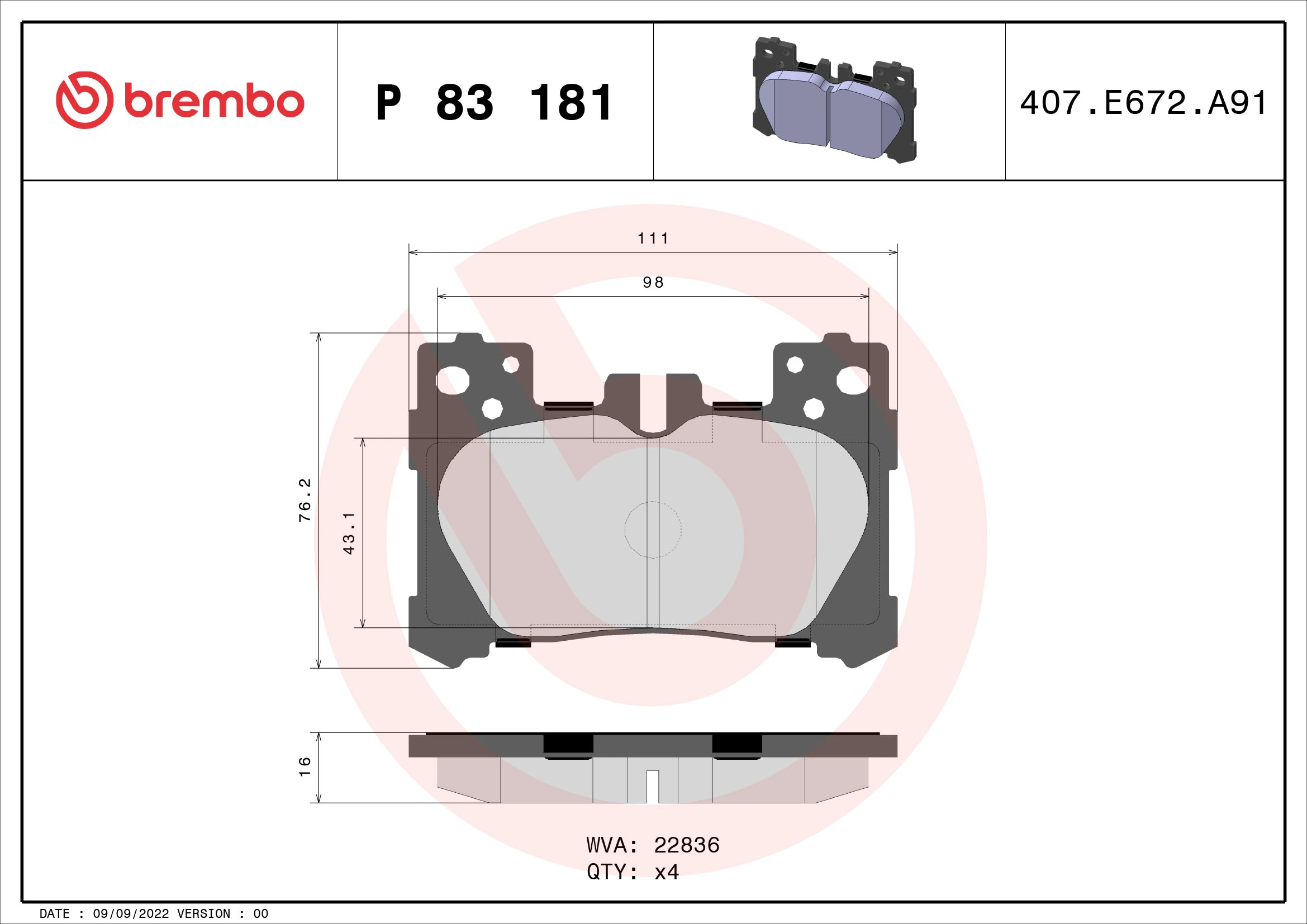 Brake Pad Set, disc brake