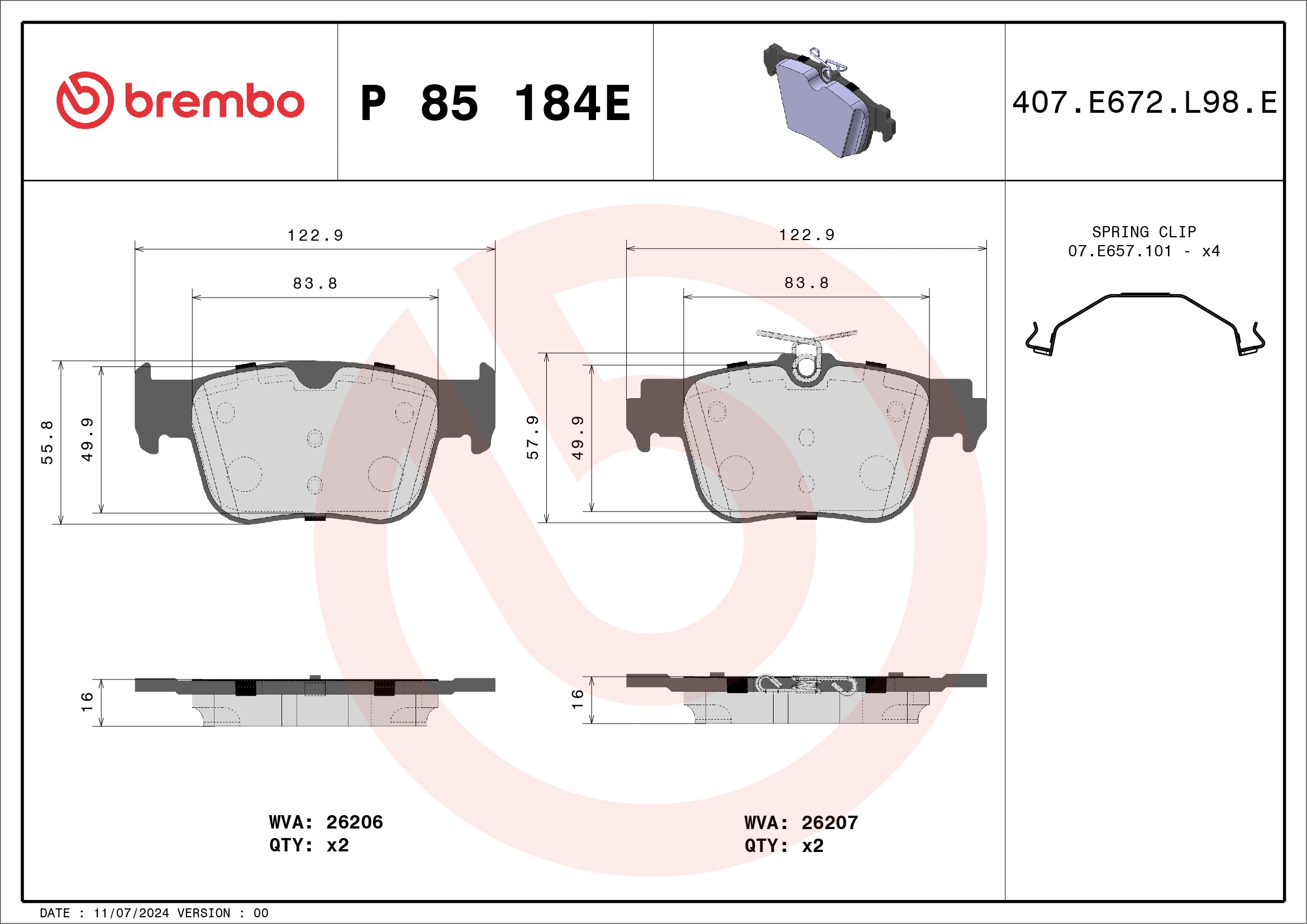 Brake Pad Set, disc brake