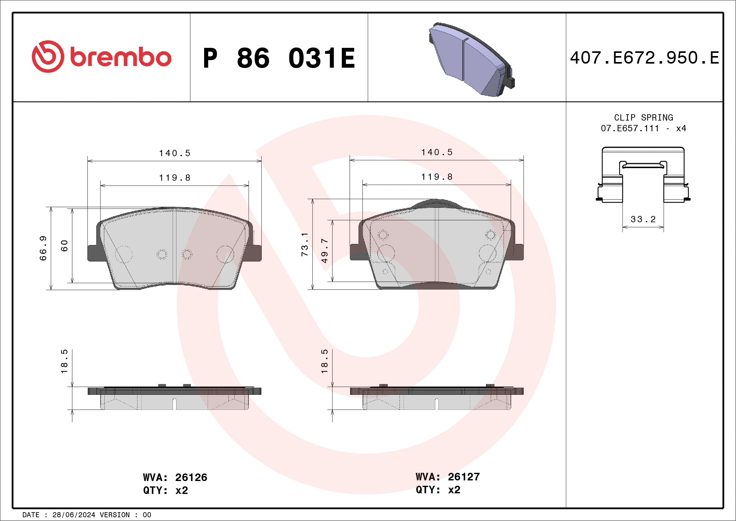 Brake Pad Set, disc brake