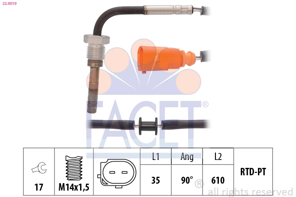Sensor, exhaust gas temperature