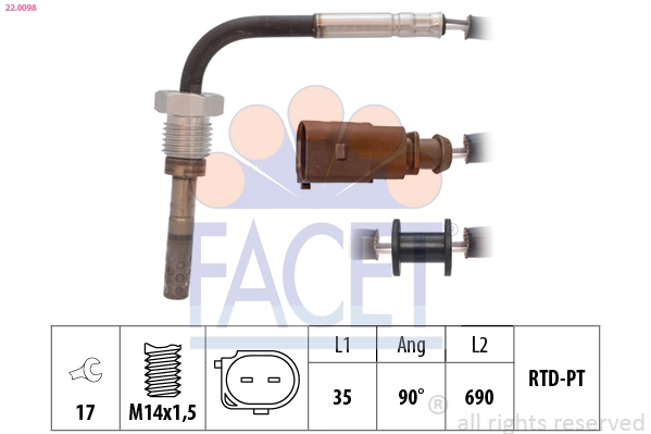 Sensor, exhaust gas temperature