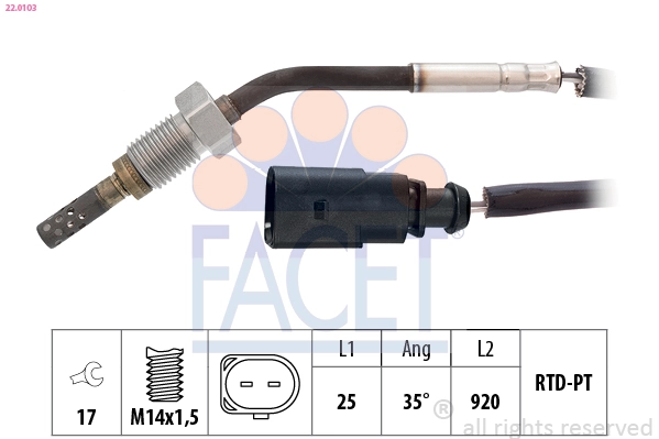 Sensor, exhaust gas temperature
