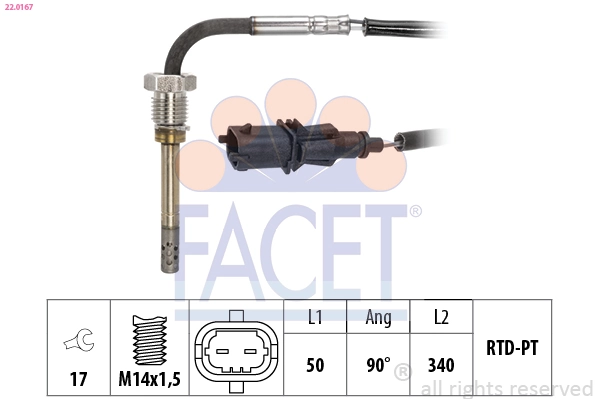 Sensor, exhaust gas temperature