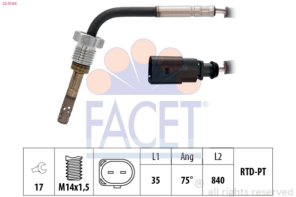 Sensor, exhaust gas temperature