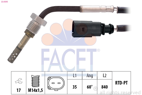 Sensor, exhaust gas temperature