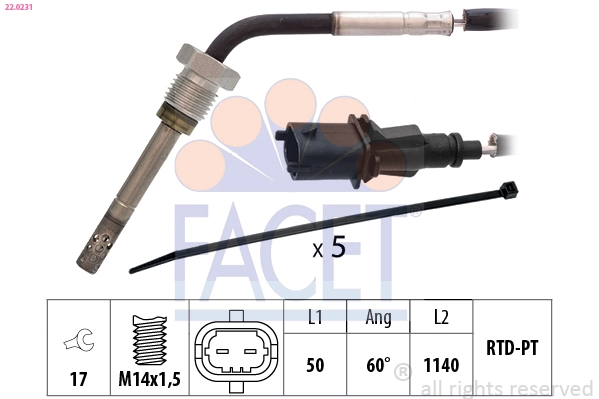 Sensor, exhaust gas temperature