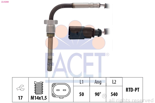 Sensor, exhaust gas temperature