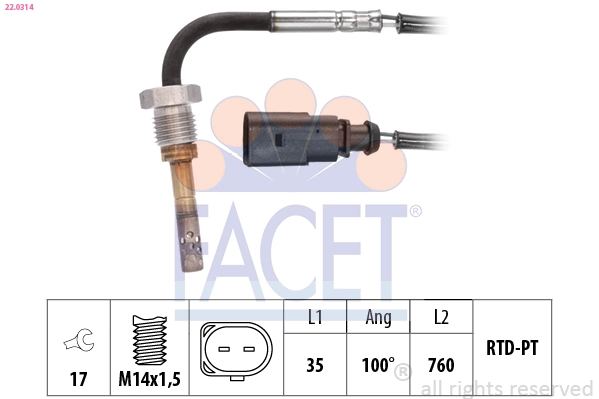 Sensor, exhaust gas temperature