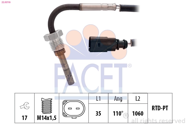 Sensor, exhaust gas temperature