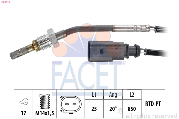 Sensor, exhaust gas temperature