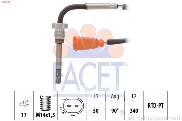 Sensor, exhaust gas temperature