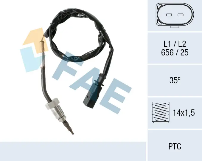 Sensor, exhaust gas temperature