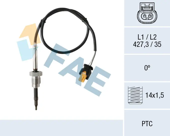 Sensor, exhaust gas temperature
