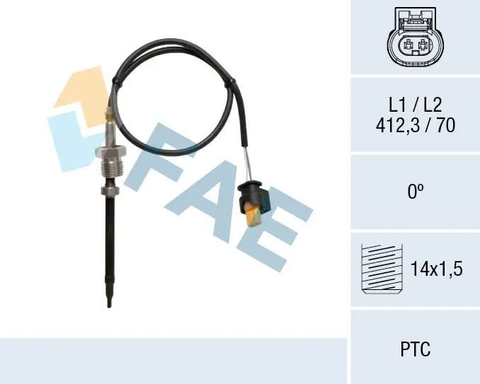 Sensor, exhaust gas temperature