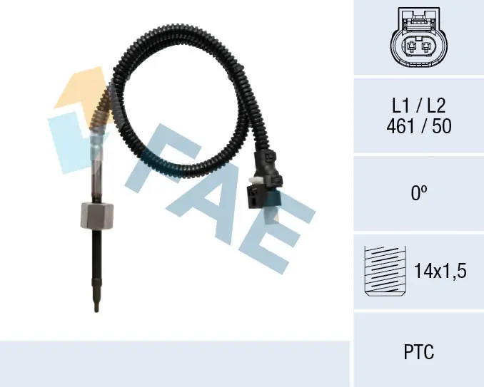 Sensor, exhaust gas temperature