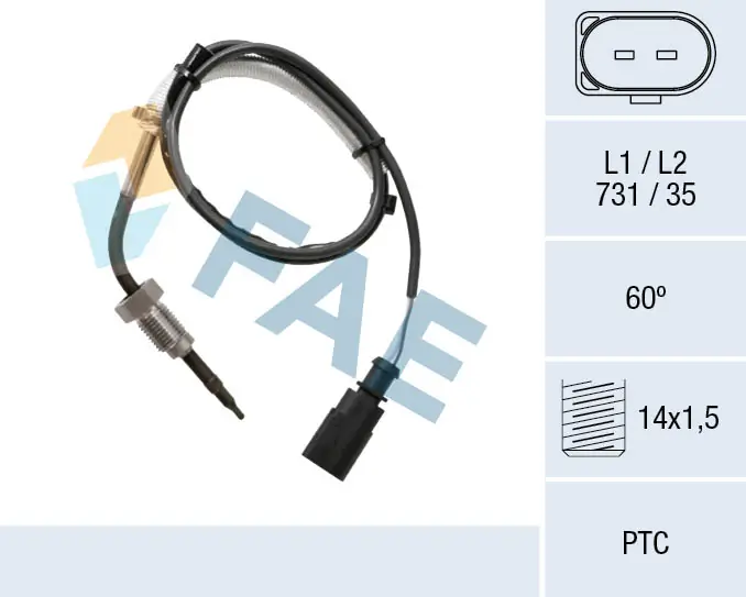 Sensor, exhaust gas temperature
