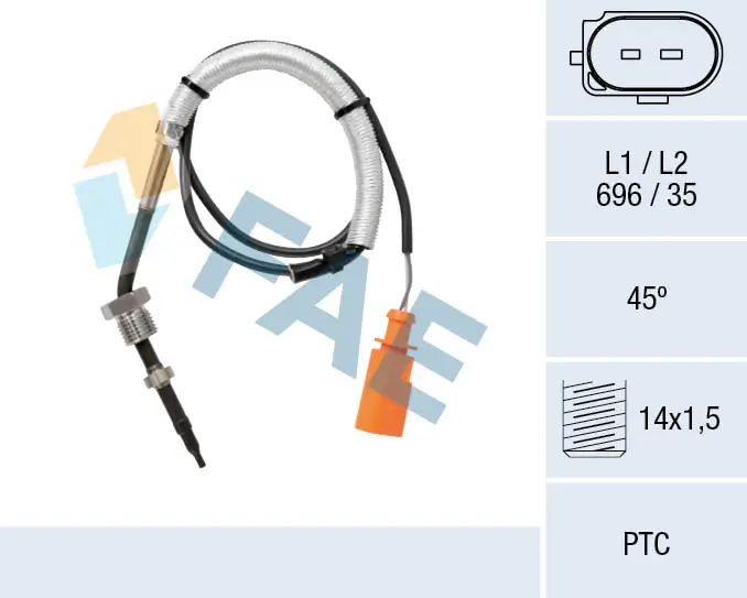 Sensor, exhaust gas temperature