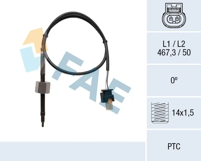 Sensor, exhaust gas temperature