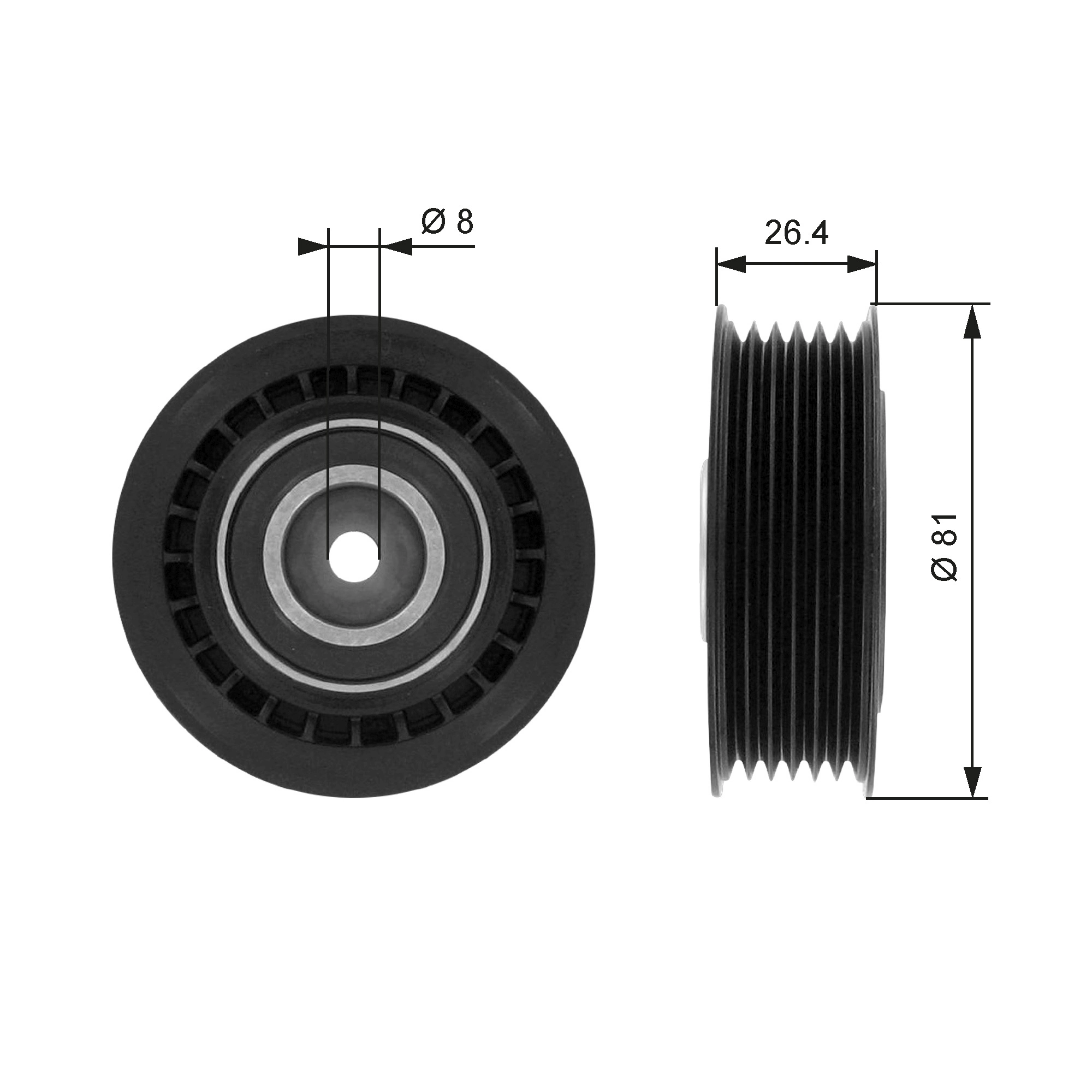 Tensioner Pulley, V-ribbed belt