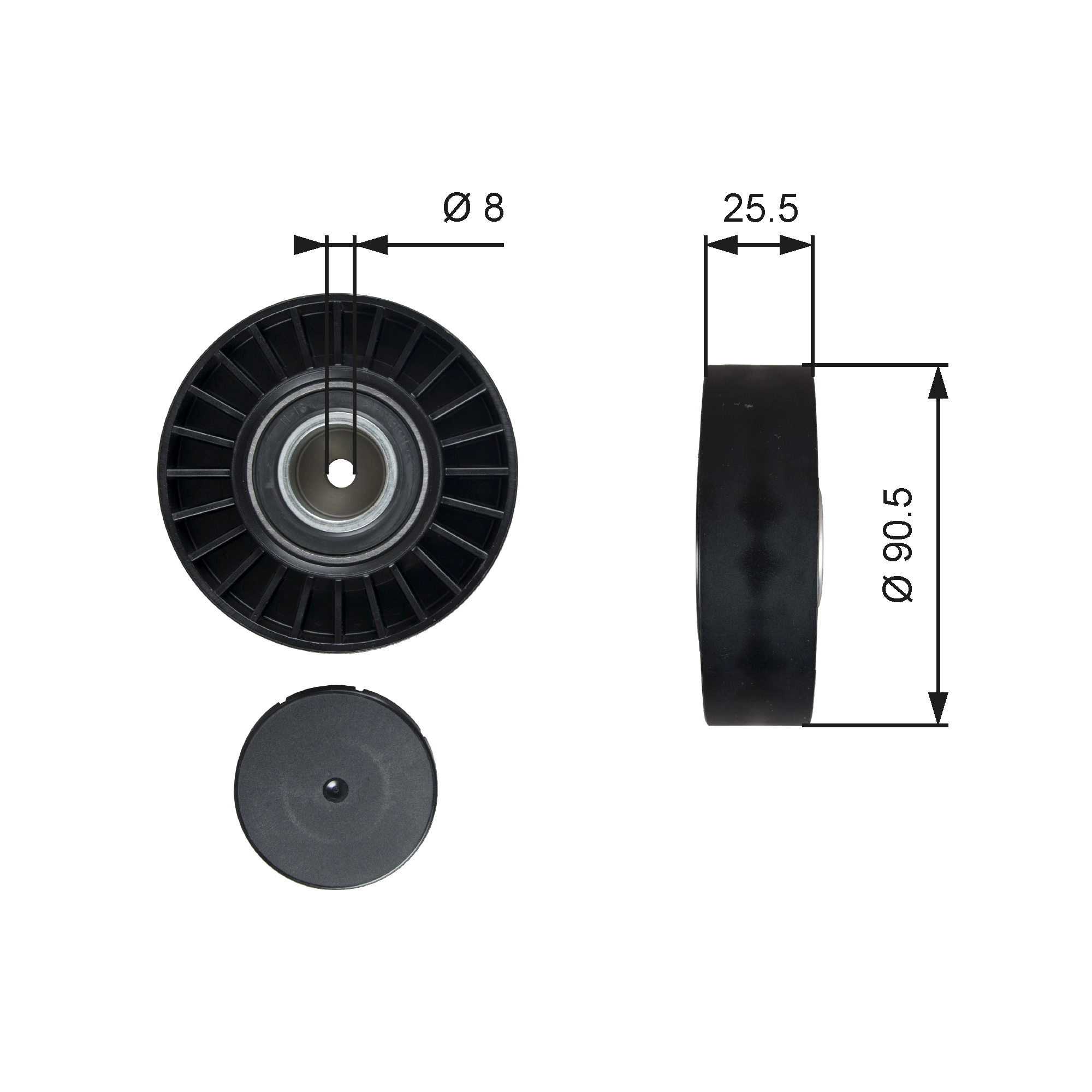 Deflection/Guide Pulley, V-ribbed belt