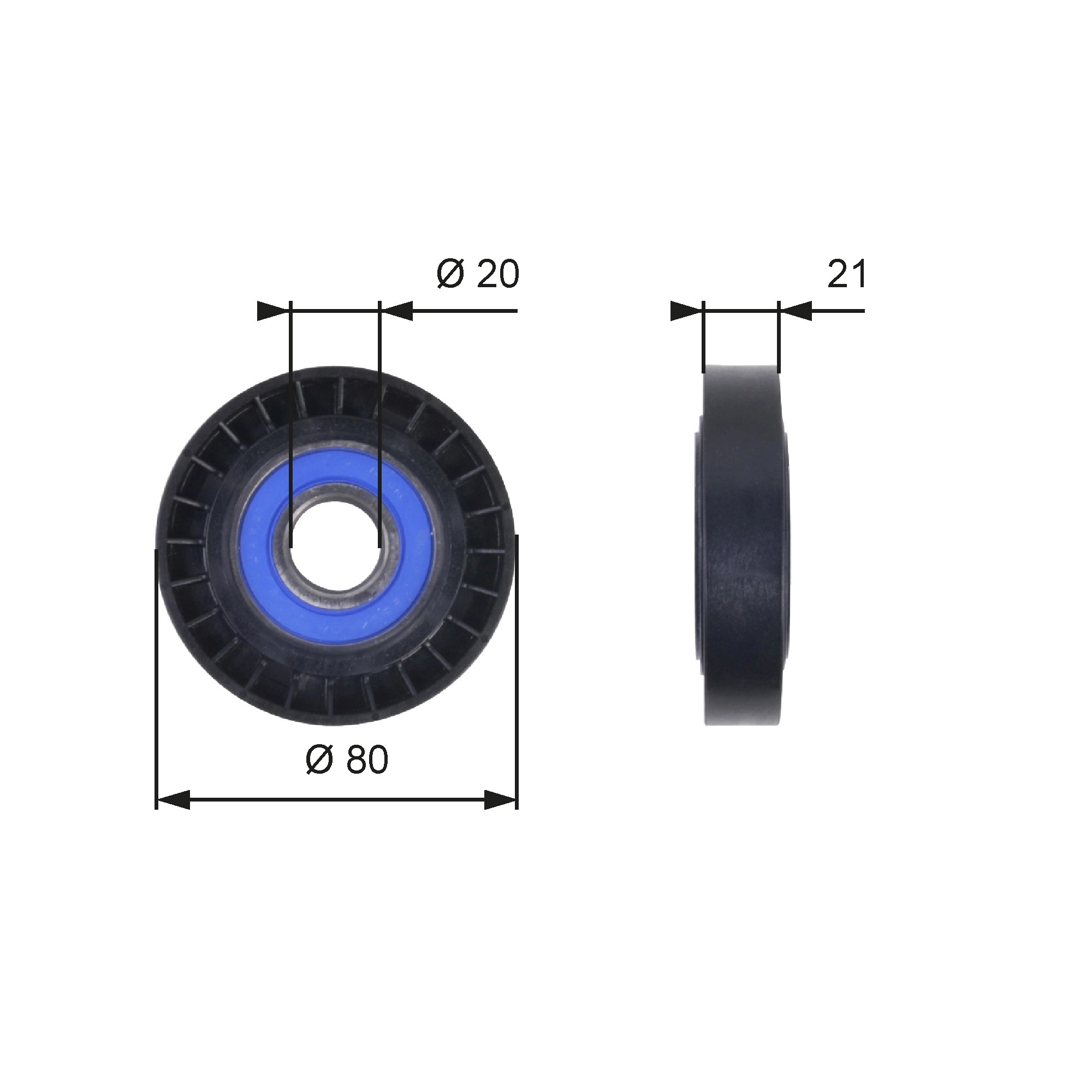 Deflection/Guide Pulley, V-ribbed belt