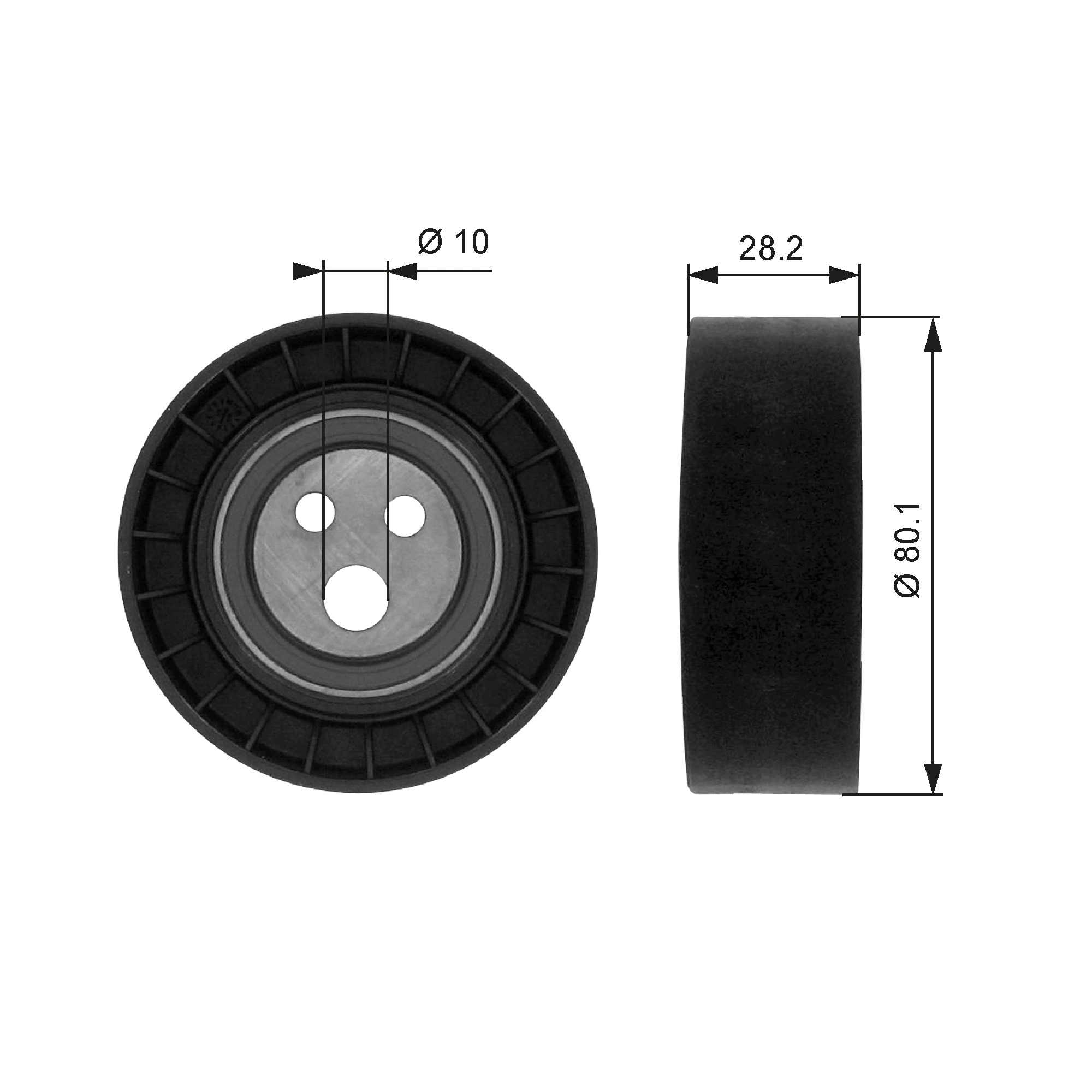 Deflection/Guide Pulley, V-ribbed belt