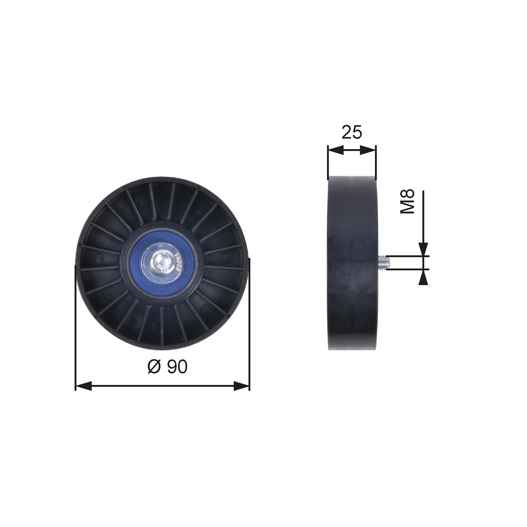 Deflection/Guide Pulley, V-ribbed belt