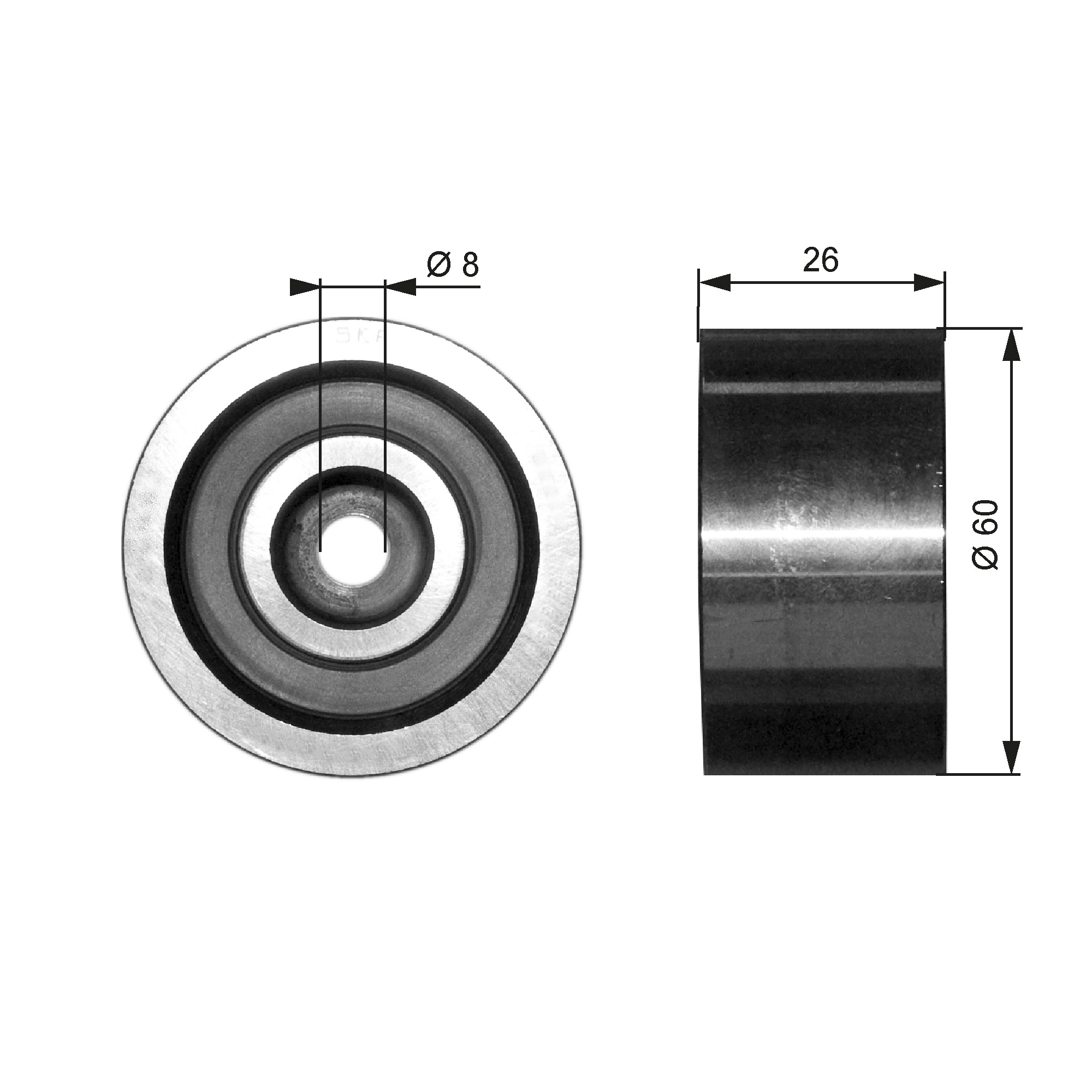 Deflection/Guide Pulley, V-ribbed belt