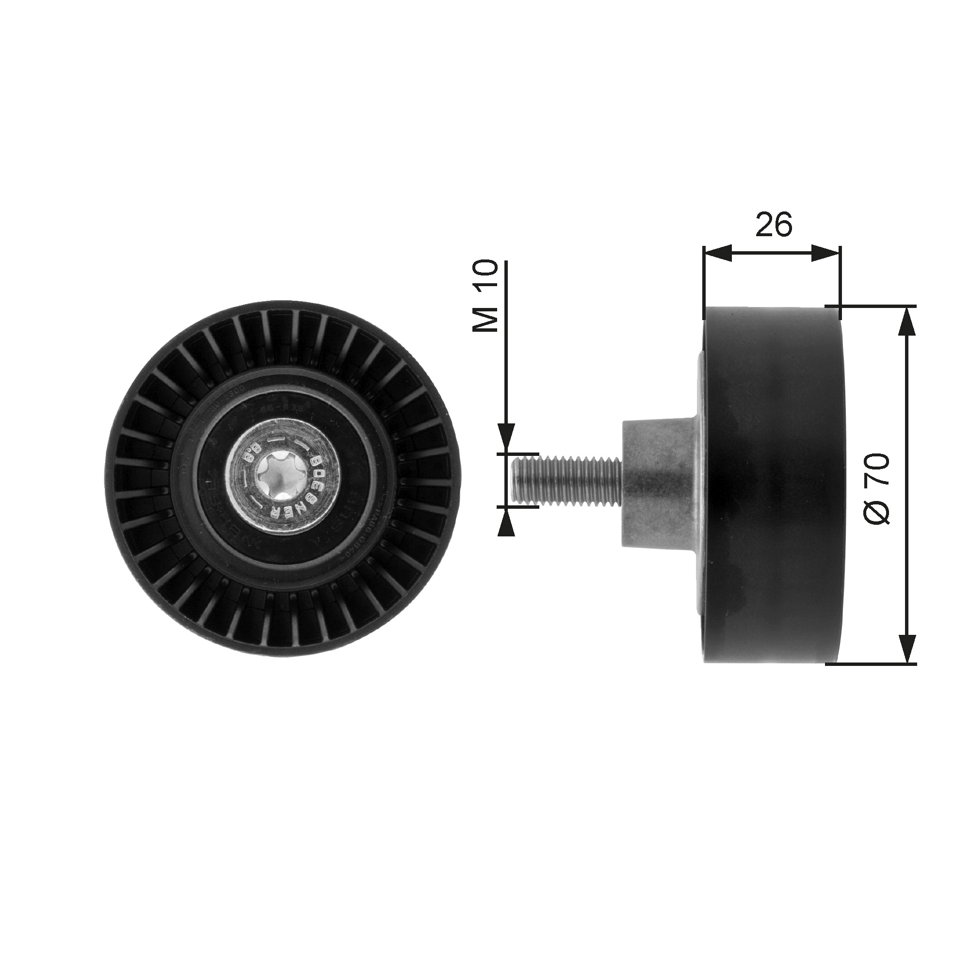 Deflection/Guide Pulley, V-ribbed belt