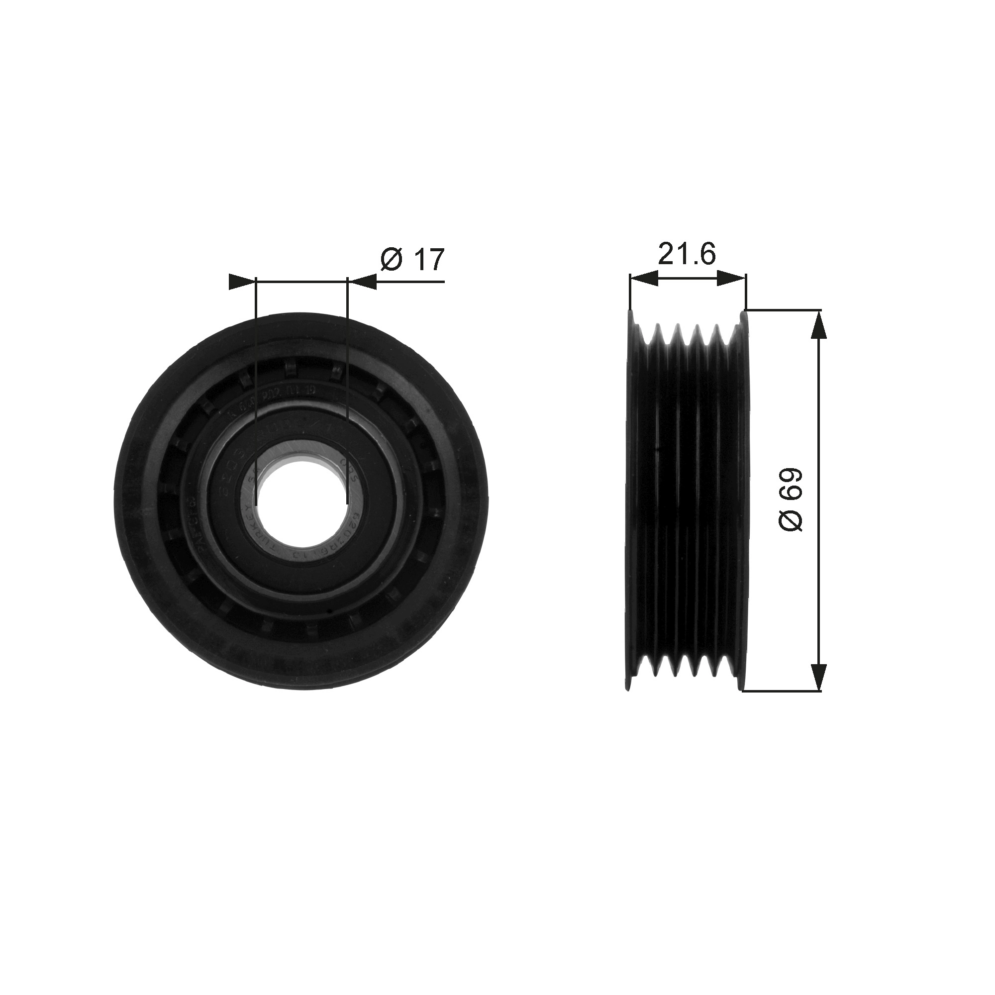 Deflection/Guide Pulley, V-ribbed belt