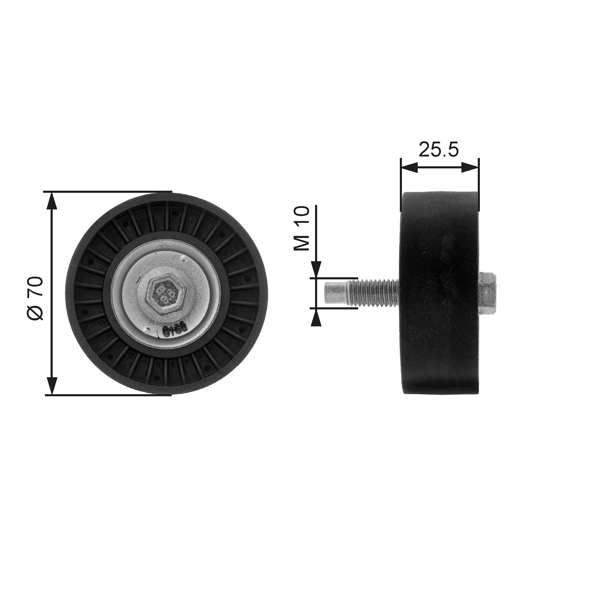 Deflection/Guide Pulley, V-ribbed belt