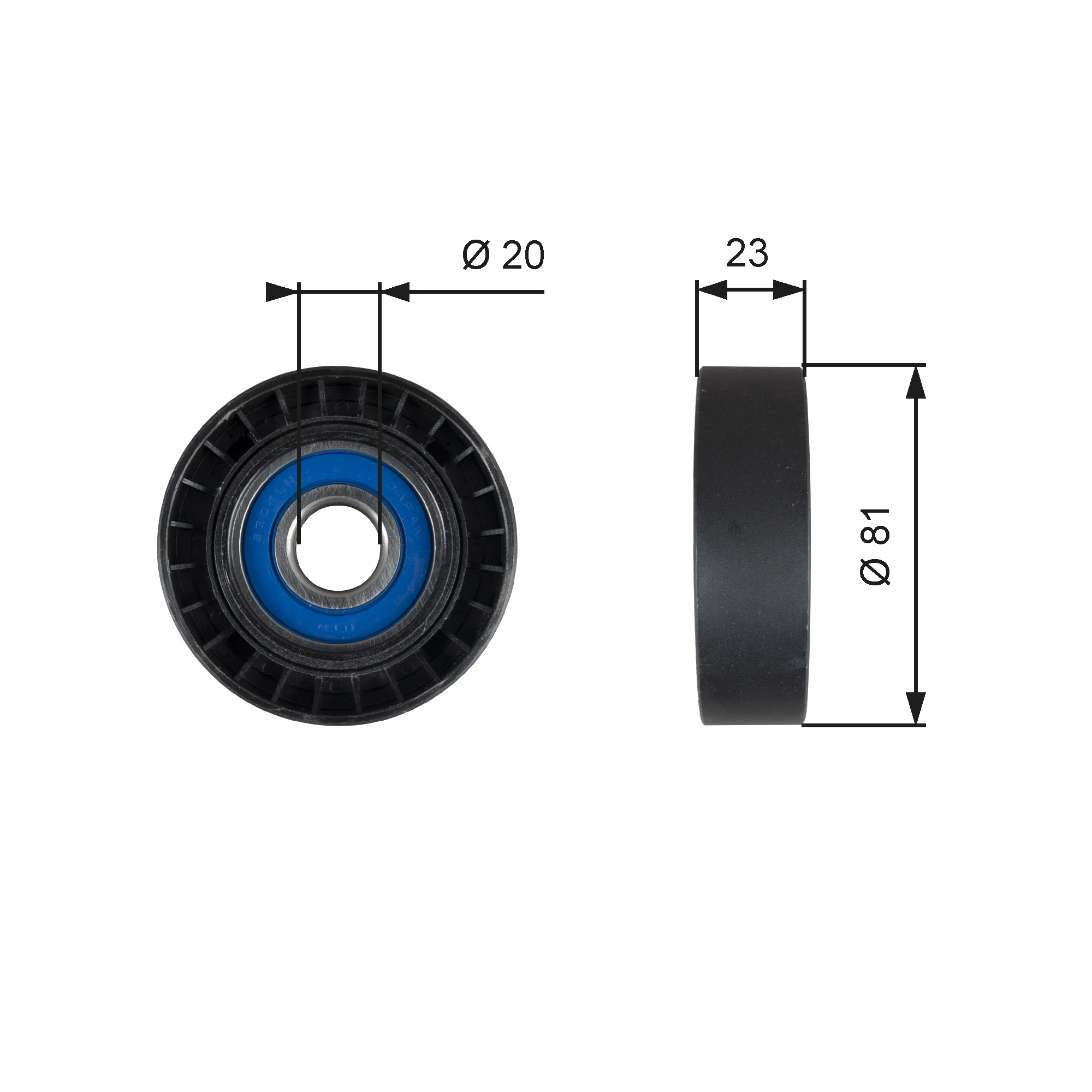 Deflection/Guide Pulley, V-ribbed belt