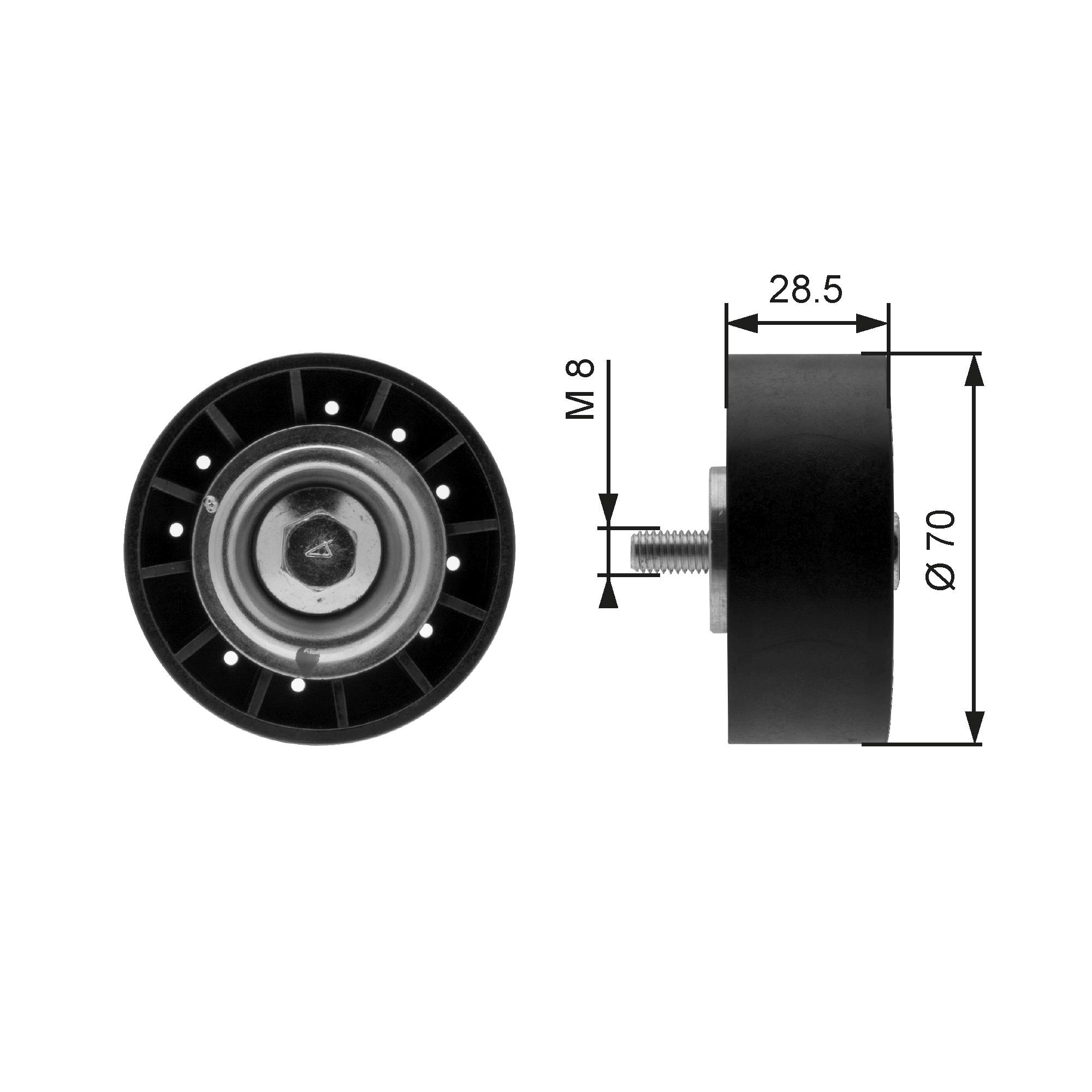 Deflection/Guide Pulley, V-ribbed belt