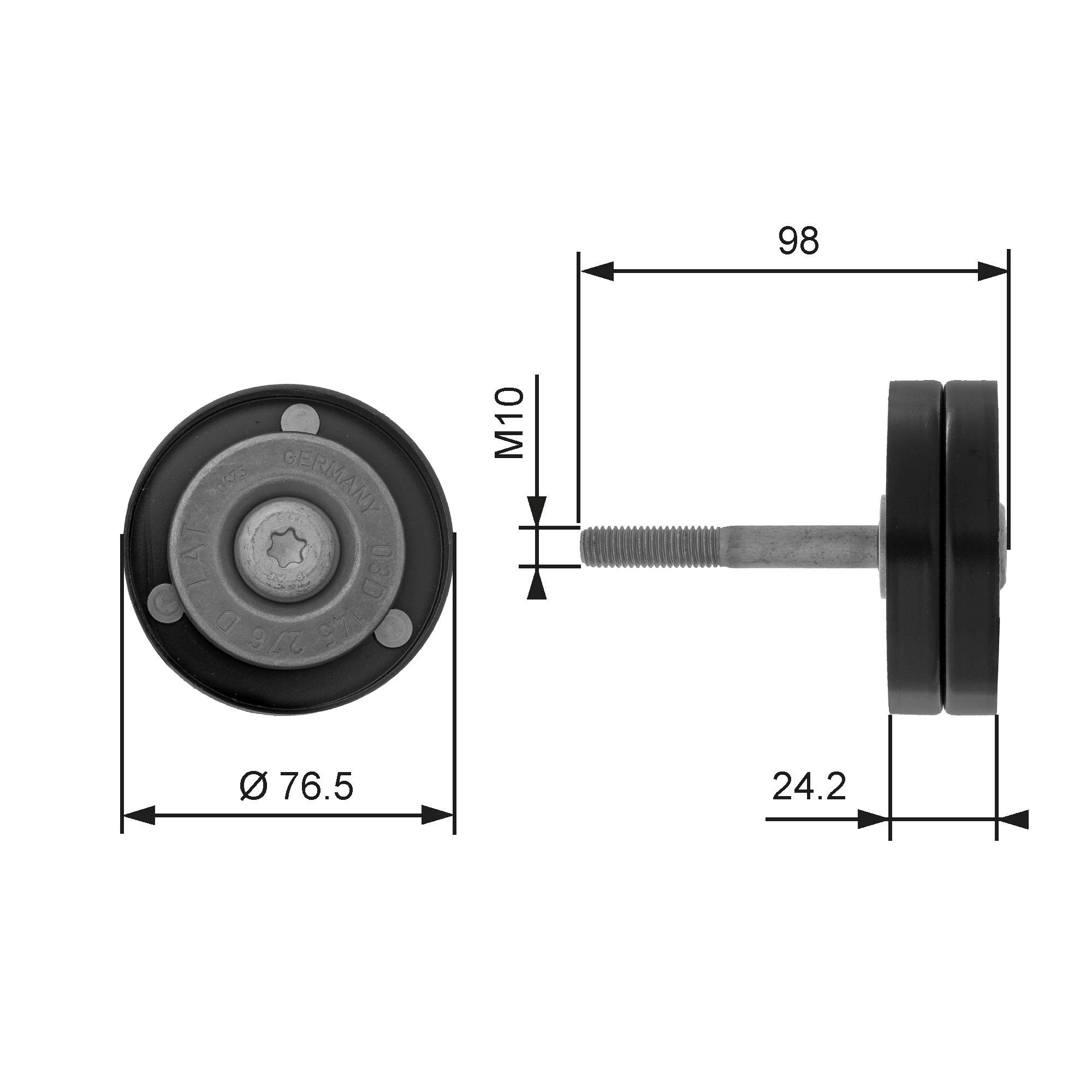 Deflection/Guide Pulley, V-ribbed belt