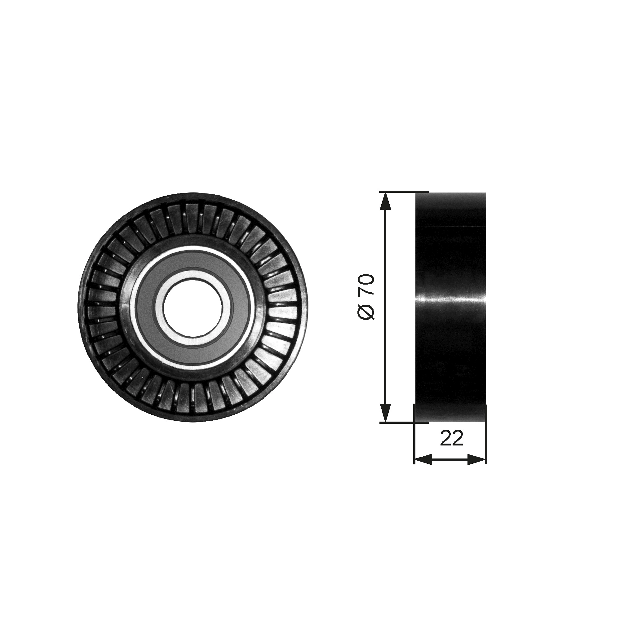 Deflection/Guide Pulley, V-ribbed belt