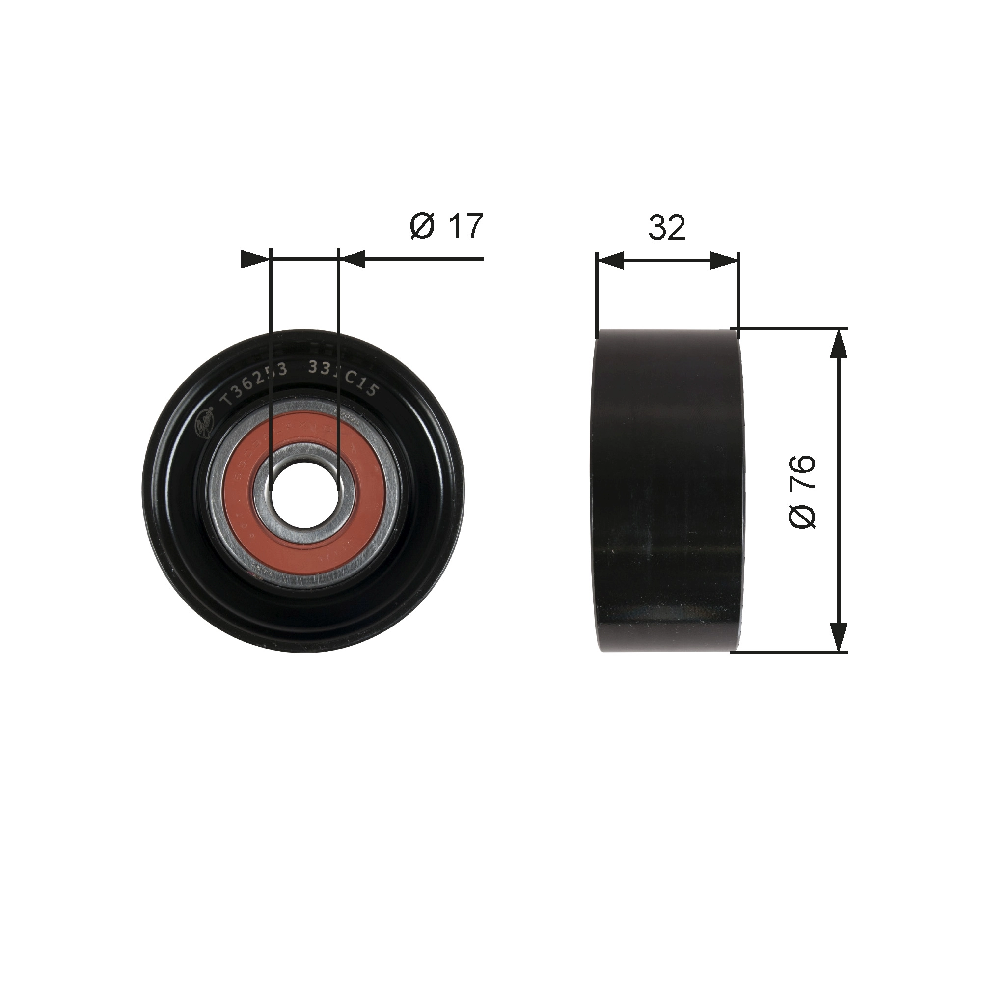 Deflection/Guide Pulley, V-ribbed belt