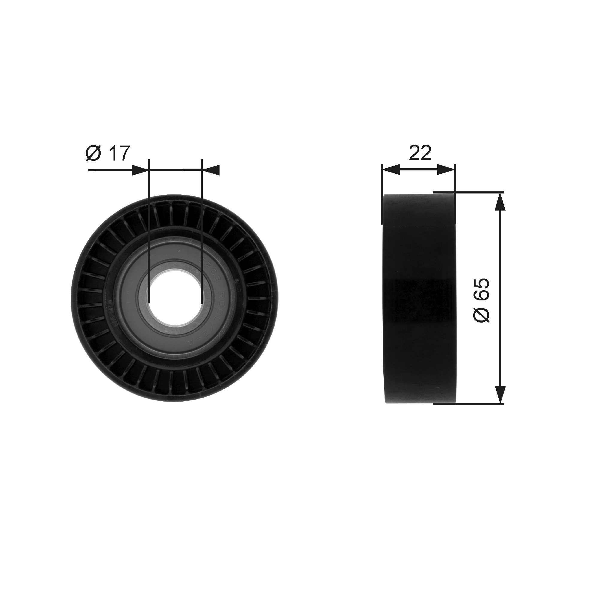 Deflection/Guide Pulley, V-ribbed belt