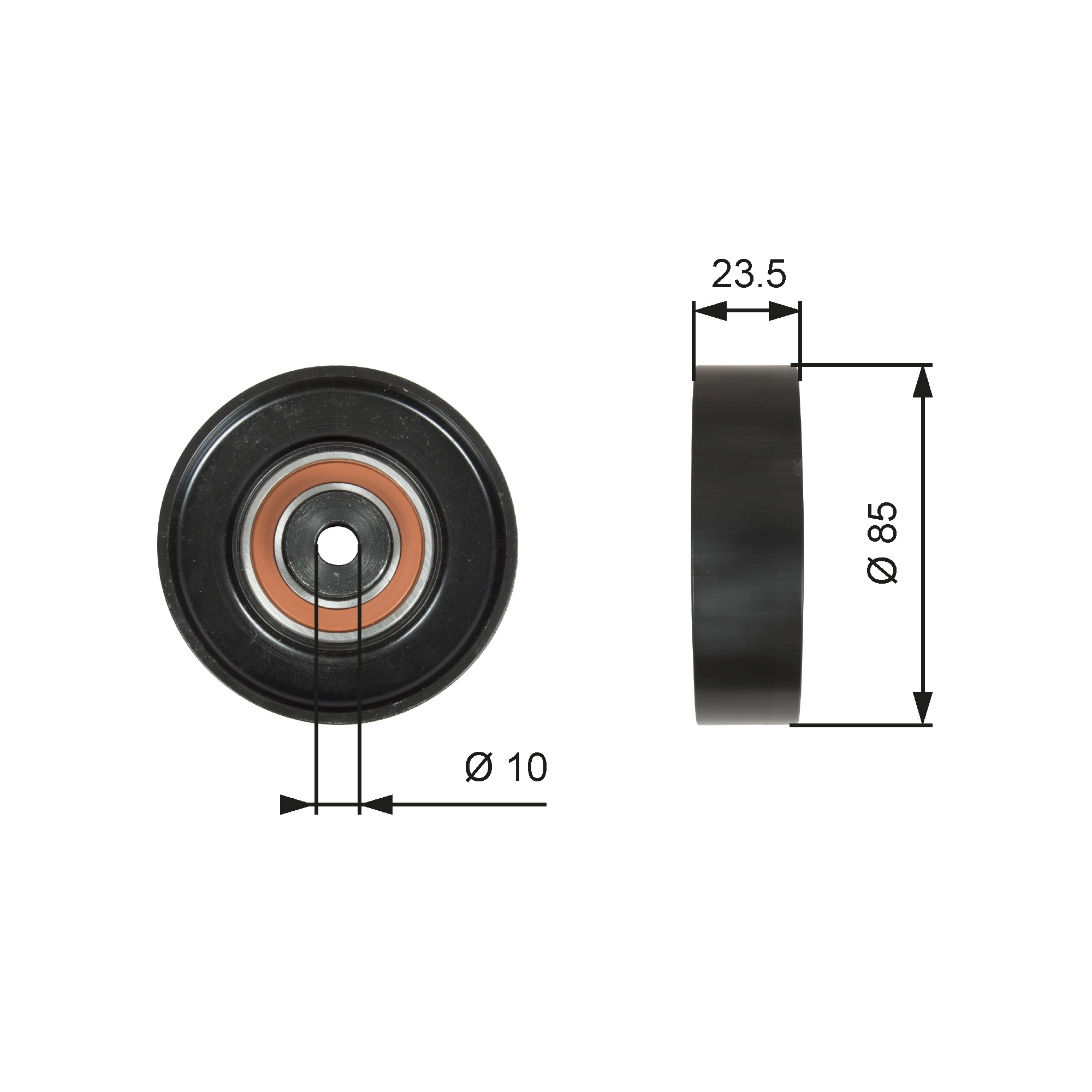 Deflection/Guide Pulley, V-ribbed belt